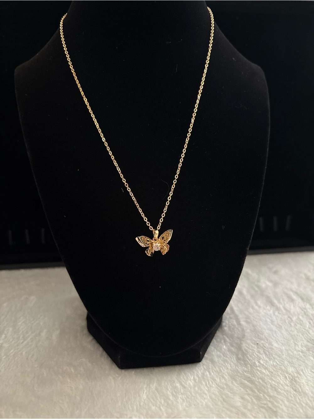 Gold Butterfly Pendant Necklace - Plated Stainless Steel